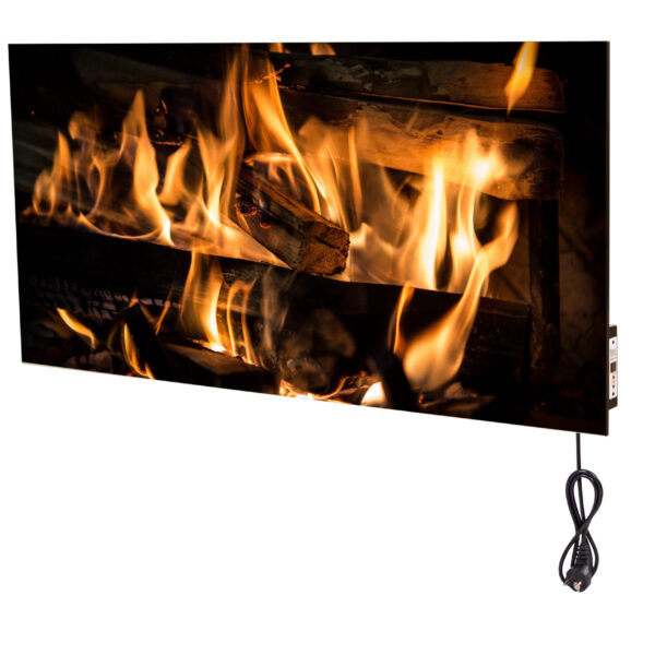 Керамічна панель 500Bт Model 55 з малюнком Fire у нержавіючому корпусі та з терморегулятором