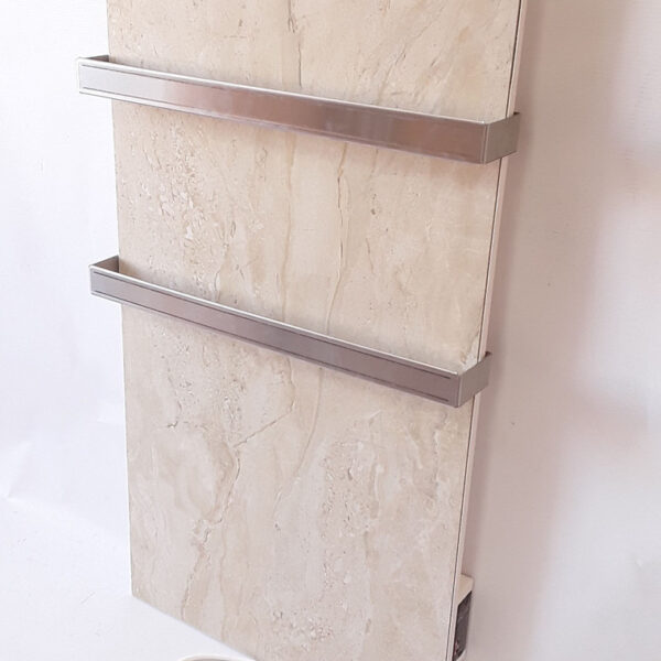 Керамический полотенцесушитель Flyme 600T (2R) с двумя ручками, бежевый мрамор