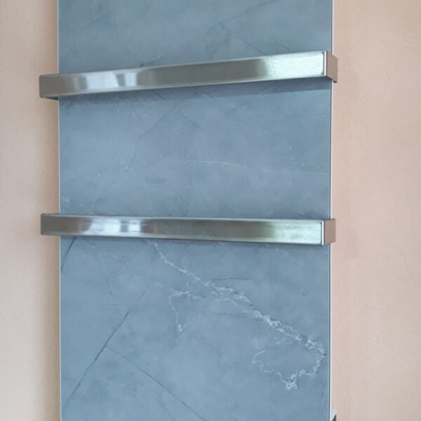 Керамический полотенцесушитель Flyme 600T (2R) с двумя ручками, серый мрамор