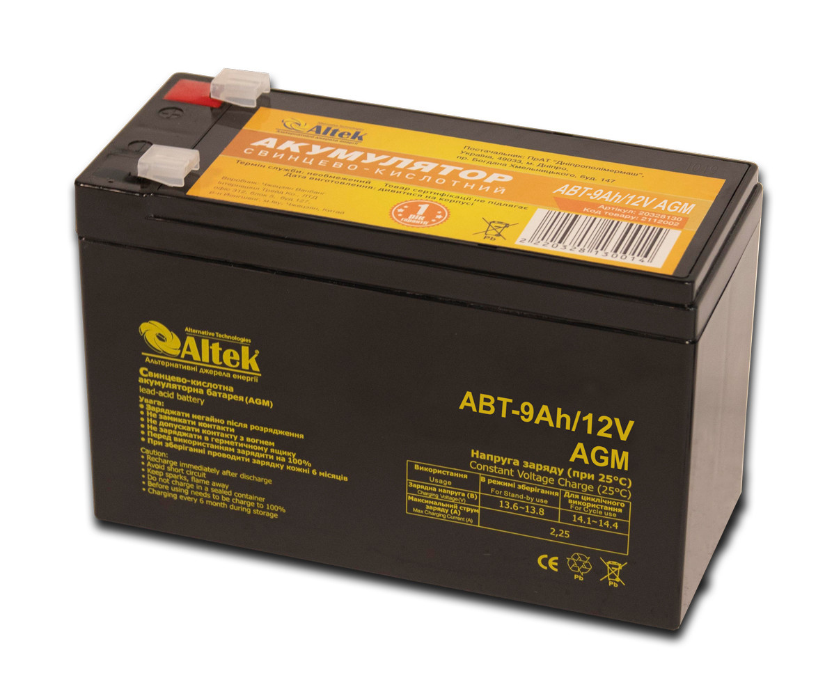 Акумулятор ALTEK ABT 9Аh 12V AGM 1 Акумулятор ALTEK ABT 9Аh 12V AGM