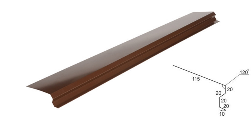 Планка карнизная 0,45мм мат 8017 коричневая 1 Планка карнизная 0,45мм мат 8017 коричневая