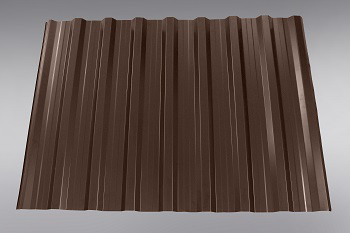 Профнастил"ДахСервис" ПК-18 толщина - 0,45 мм, глянец Китай 8019 темно коричневый