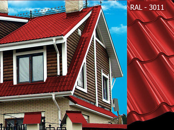 Металлочерепица Szafir 400 mm х 0.45 mm RAL 3011 (красный) UA