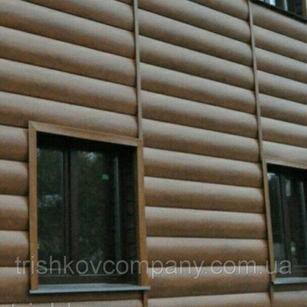 Металческий сайдинг имитация деревянного сруба Темный дуб 0,4 мм Ю.Корея