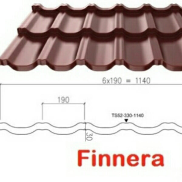 Модульная черепица RUUKKI Finerra, purex RR 750, 0,52 мм.Finmetal