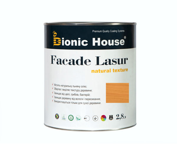 Краска для дерева FACADE LASUR Bionic-House 2,8л Дуб А105