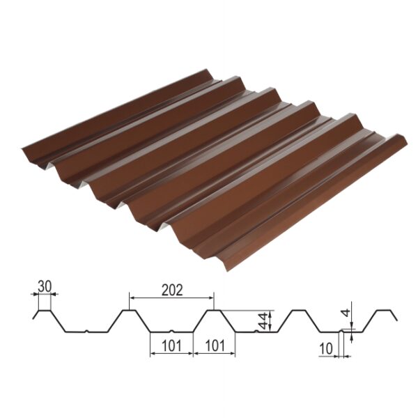 Профнастил кровельный несущий, с большой волной НС-44 (цвет 1015 - бежевый, глянец) металл Китай