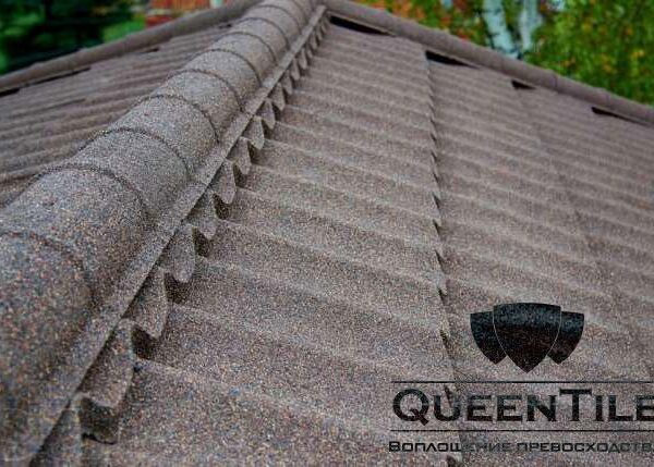 Композитная металлочерепица QueenTile Стандарт Кофе (6-ти Таловый лист)