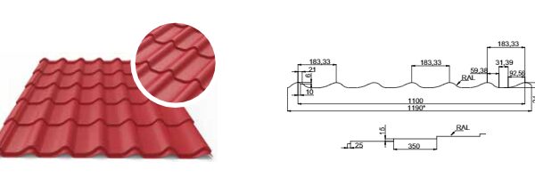 Металлочерепица "Арсенал 0.4 мм", полимерное покрытие глянец Китай