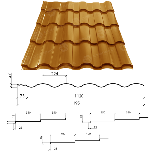 Металлочерепица VALENCIA 0,45 мм PEMA RAL 8004 Optima Steel