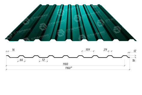 Профнастил С-18 RAL 6005 (зелёный) PE 0.45 мм АВ металгрупп