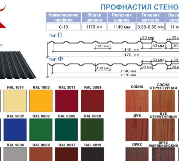 Профнастил PE 0.45 мм - С10 тип ф RAL 3005 (бордовый глянец)