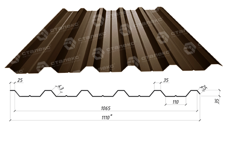Профнастил ПС 35 | 0,45 мм | RAL 8017 коричневый |