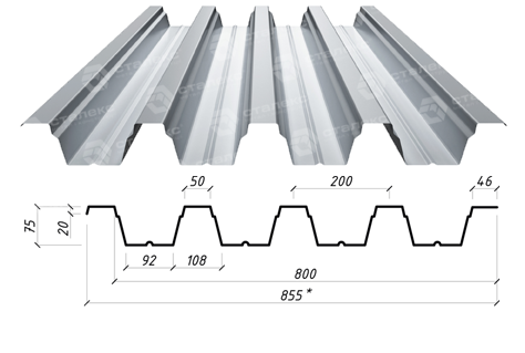 Профнастил Несущий НС 75 / 0,65 мм ZN