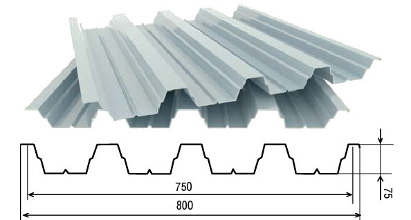 Профнастил Несущий Оцинкованный Н - 75 0,8 мм (802/750)