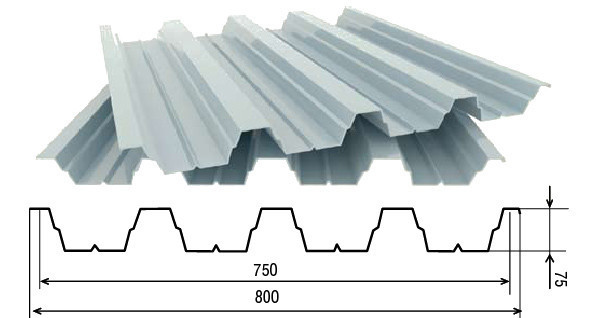 Профнастил Несущий Оцинкованный Н-75 0,7 мм (800/750)