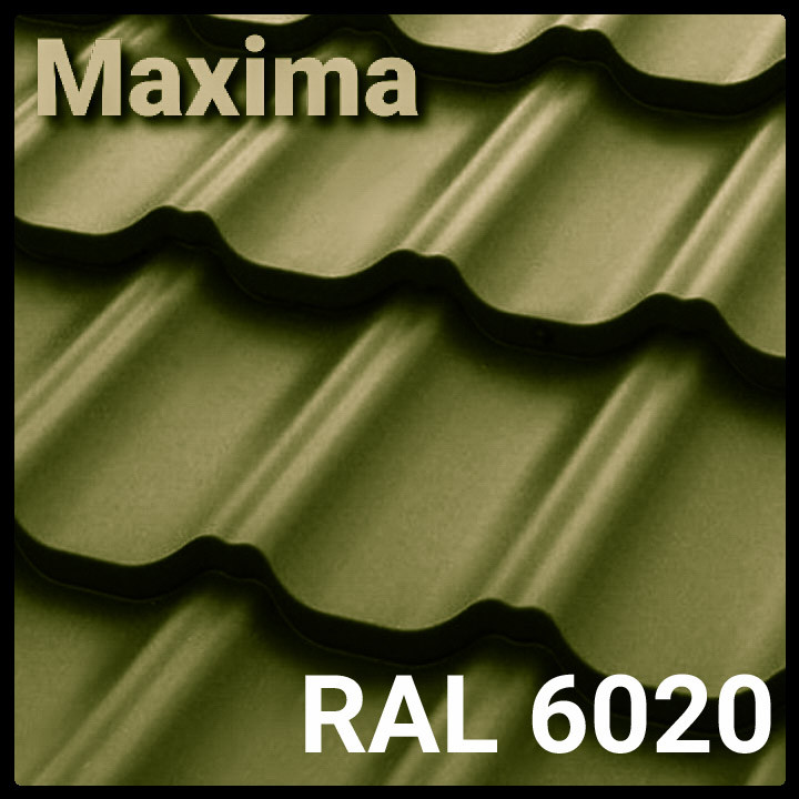 Металлочерепица MAXIMA™ 0,45 мм| Ral 6020 |лист (1195 мм х 2250) 2,689 м кв| 1 Металлочерепица MAXIMA™ 0,45 мм| Ral 6020 |лист (1195 мм х 2250) 2,689 м кв|