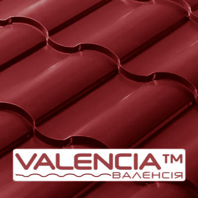 Металлочерепица VALENCIA 0,43 мм PEMA RAL 3005 Optima Steel 1 Металлочерепица VALENCIA 0,43 мм PEMA RAL 3005 Optima Steel