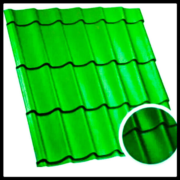 Металлочерепица Арсенал 0,45 мм цвет 6002 салатовый.