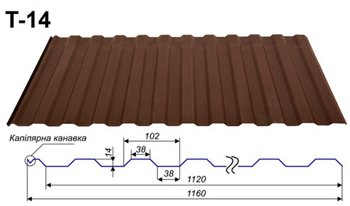 Профнастил Т 14 RAL 8017 | 0,5 мм | Италия