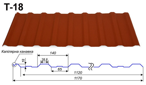 Профнастил Т 18 RAL 8017 | 0,5 мм |