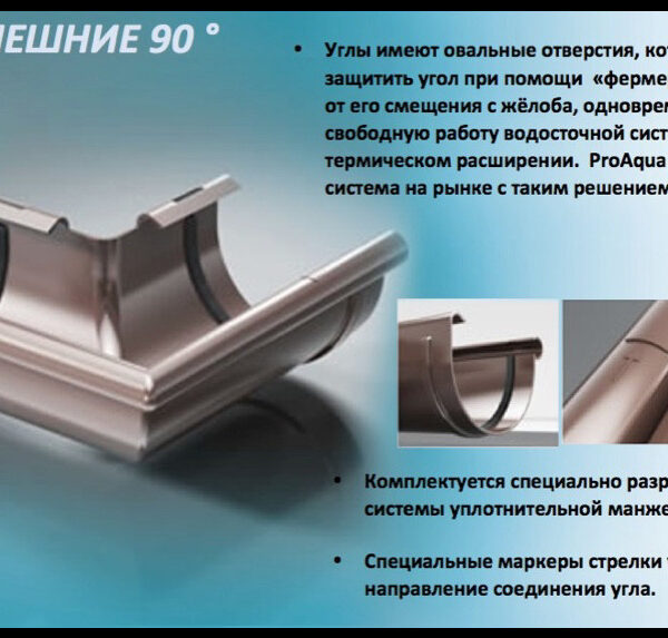 Угол желоба наружный 90° ProAQUA Ø150 мм (Система 150/110)