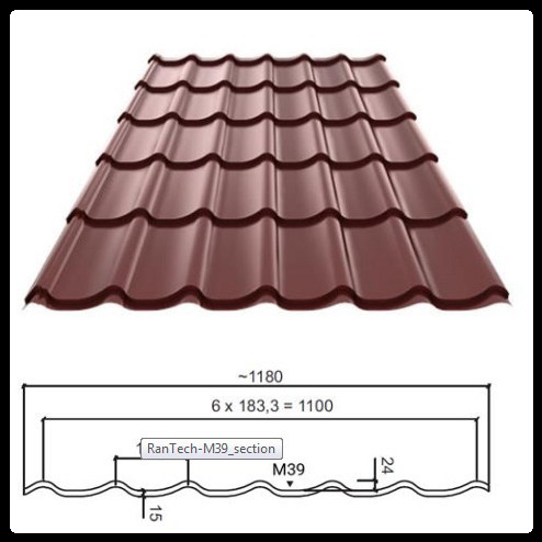 Металлочерепица RanTech™ RAL 8017 Рантех М-39 Матовая 0,43 мм
