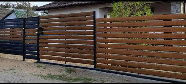 Забор горизонтальный металлический одностороннее заполнение Ранчо Oberig