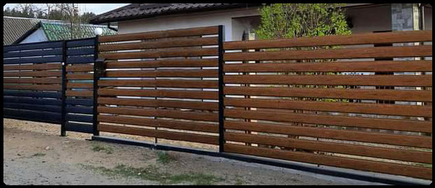 Забор горизонтальный металлический одностороннее заполнение Ранчо Oberig 1 Забор горизонтальный металлический одностороннее заполнение Ранчо Oberig