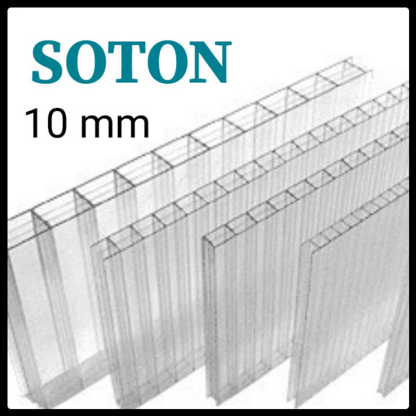 SOTON - поликарбонат сотовый 10 мм прозрачный , лист (2,1 м х 6 м)