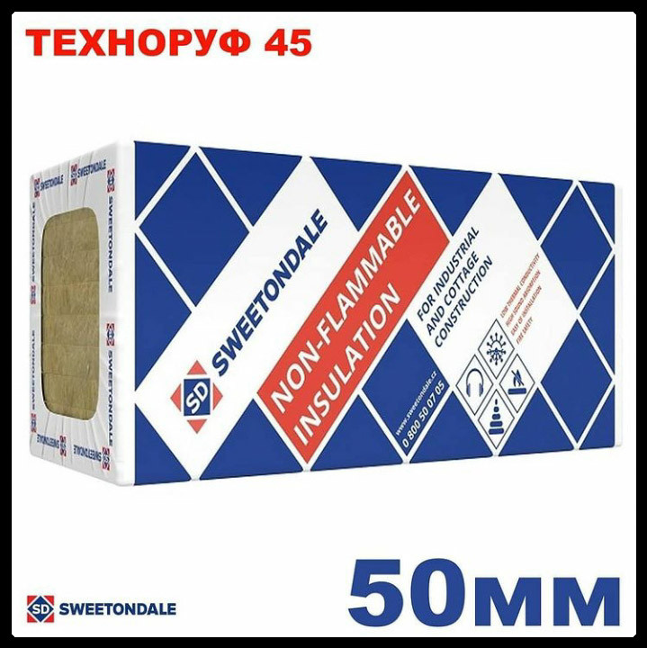 Базальтовый Утеплитель "ТЕХНОРУФ-45" 50 мм 2.88 м2/упк Sweetondale - (Технониколь) 1 Базальтовый Утеплитель "ТЕХНОРУФ-45" 50 мм 2.88 м2/упк Sweetondale - (Технониколь)