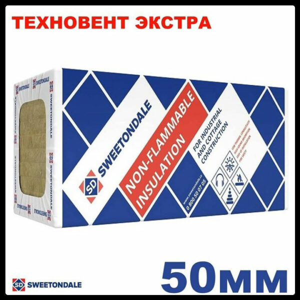 Базальтовый Утеплитель Техновент Экстра 1200х600х50мм 4,32 м2/упк