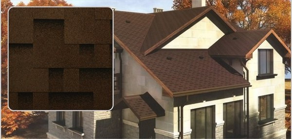 Битумная однослойная черепица Акваизол акцент горный Каньон коричневый