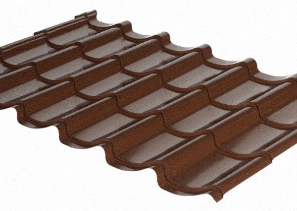 Металлочерепица RAL 8017 (коричневая) Корея MAT 0,45 мм , Рауни Mini , Мегасити