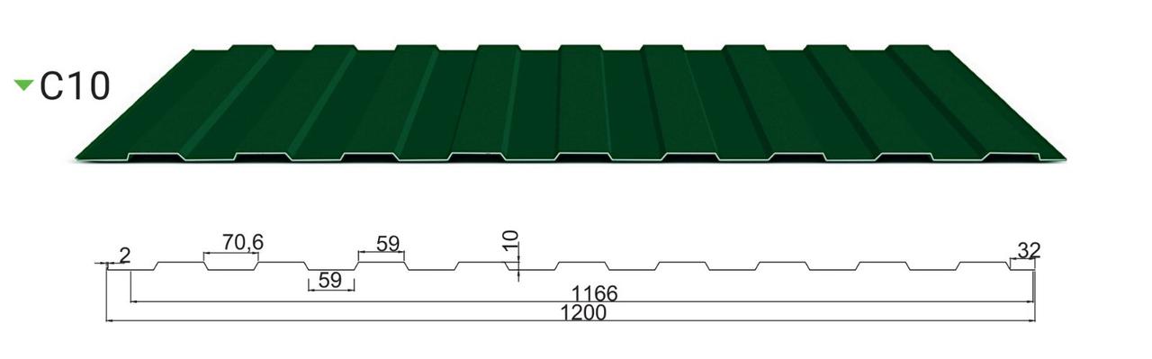 Профнастил С-10 Алмет 0,35 мм RAL 1 Профнастил С-10 Алмет 0,35 мм RAL