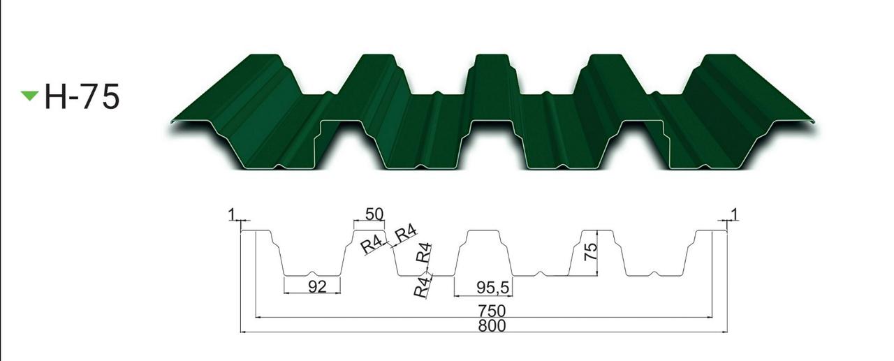 Профнастил Н-75 Алмет 1 Профнастил Н-75 Алмет