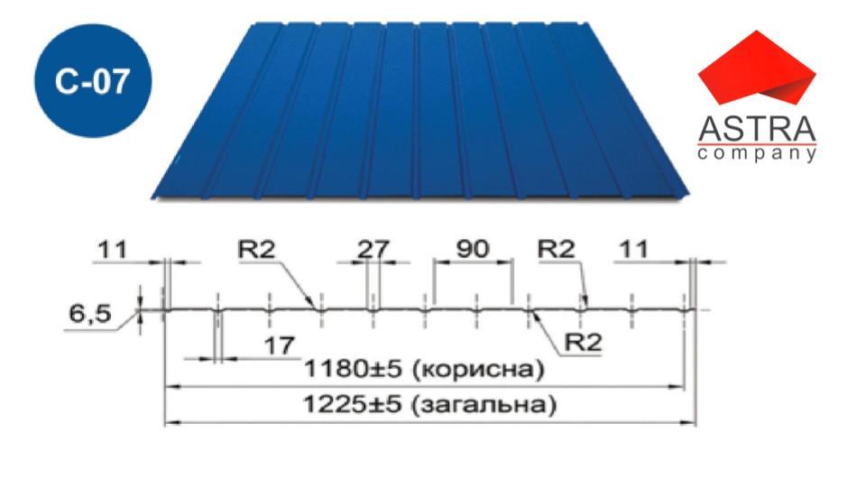 Профнстил С-7 Астра 0.4 мм / RAL 1 Профнстил С-7 Астра 0.4 мм / RAL