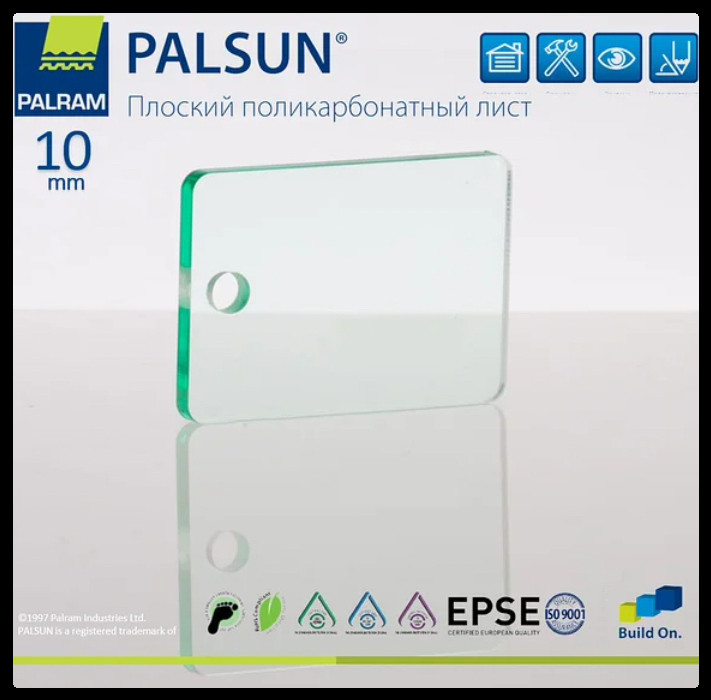 Монолитный поликарбонат PALSUN прозрачный 10 мм 1 Монолитный поликарбонат PALSUN прозрачный 10 мм