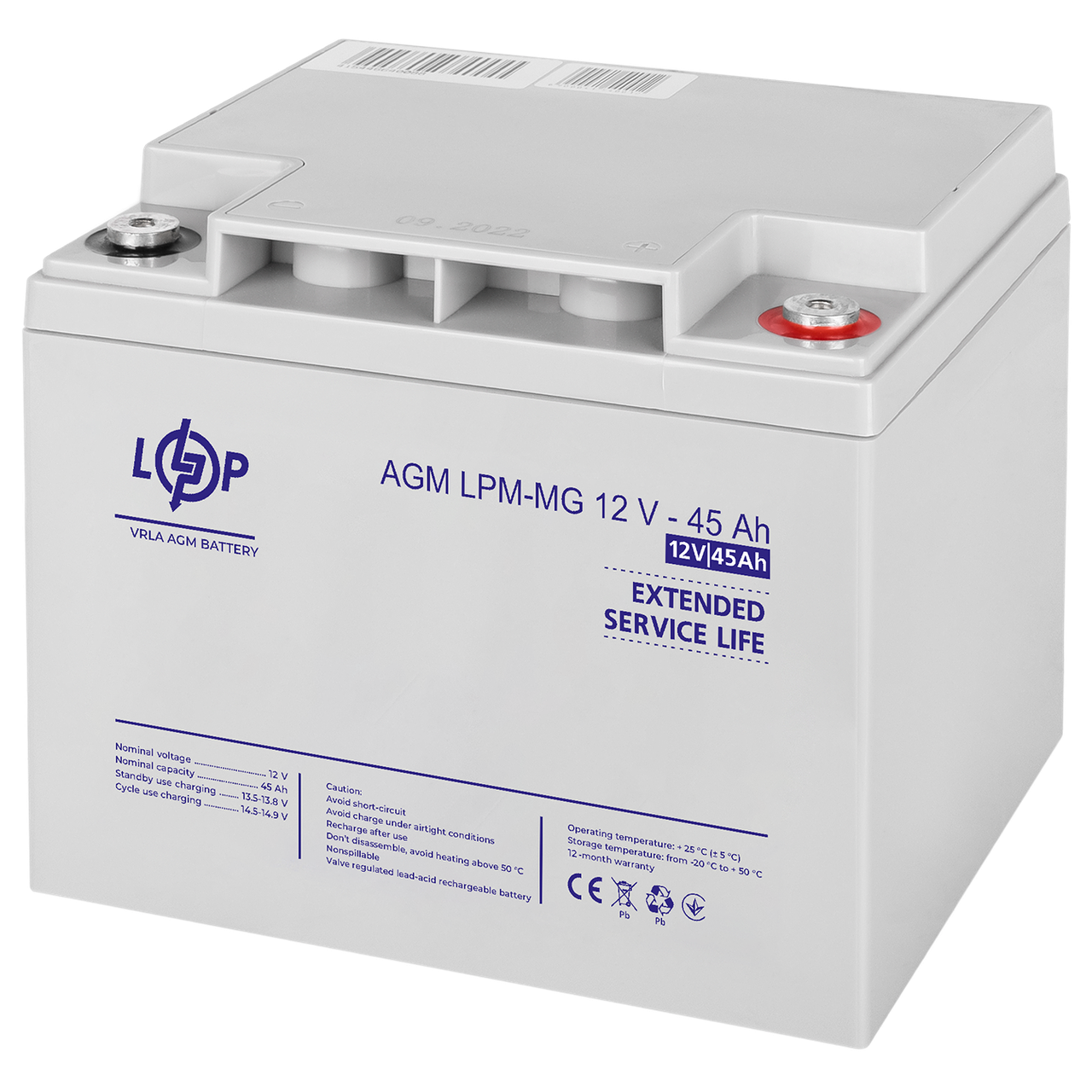 Аккумулятор мультигелевый LPM-MG 12V - 45 Ah 1 Аккумулятор мультигелевый LPM-MG 12V - 45 Ah