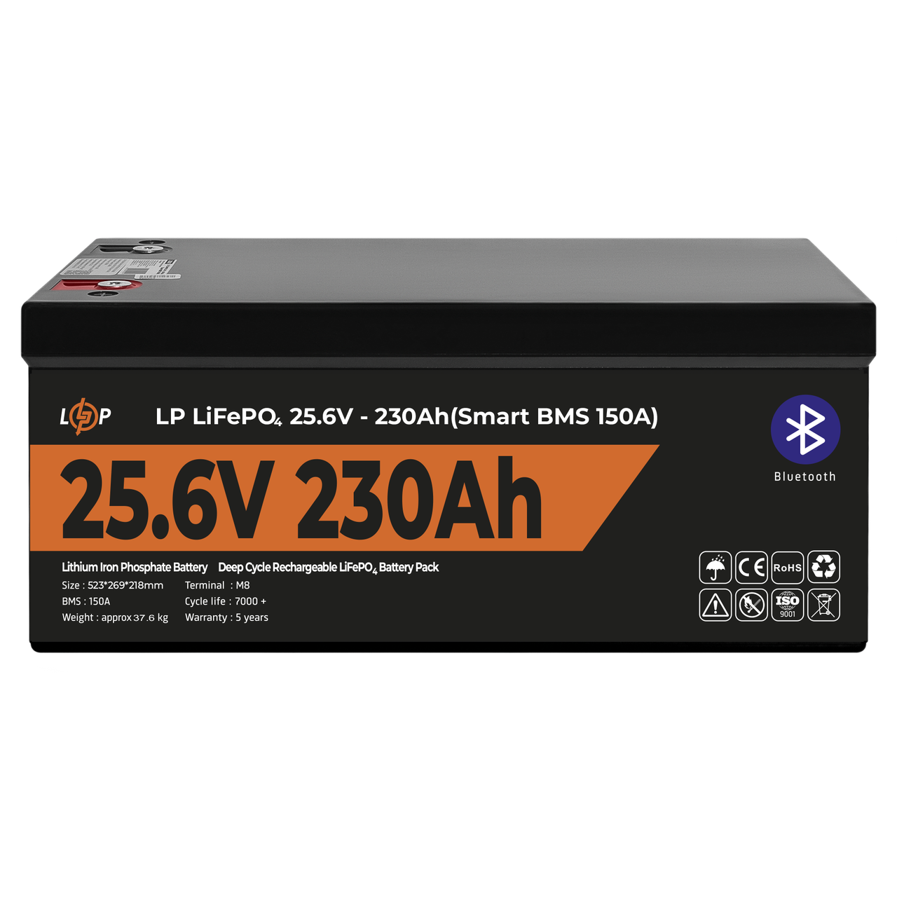 Аккумулятор LP LiFePO4 25,6V - 230 Ah (5888Wh) (Smart BMS 150А) с BT пластик 1 Аккумулятор LP LiFePO4 25,6V - 230 Ah (5888Wh) (Smart BMS 150А) с BT пластик