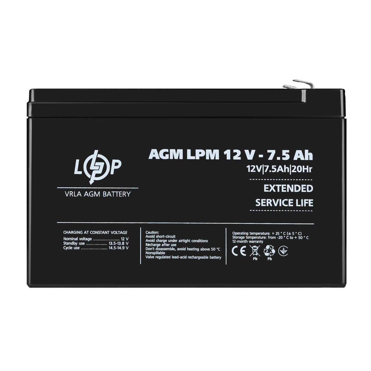 Аккумулятор AGM LPM 12V - 7.5 Ah 1 Аккумулятор AGM LPM 12V - 7.5 Ah
