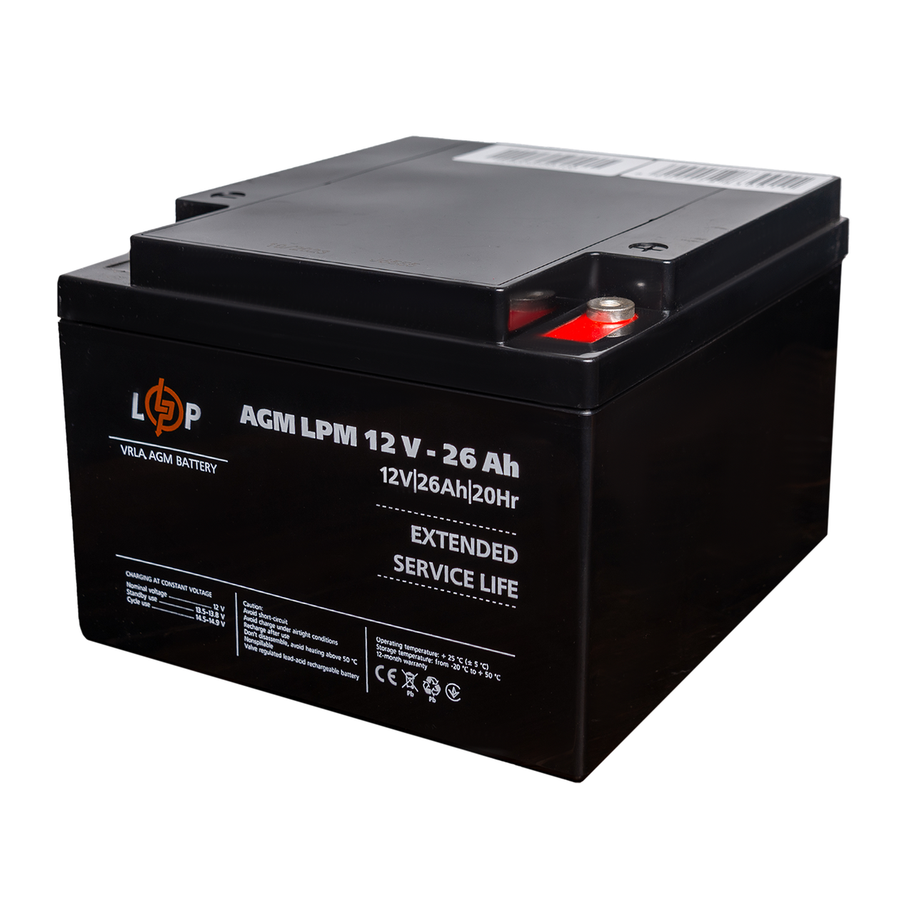 Аккумулятор AGM LPM 12V - 26 Ah под болт М5 1 Аккумулятор AGM LPM 12V - 26 Ah под болт М5