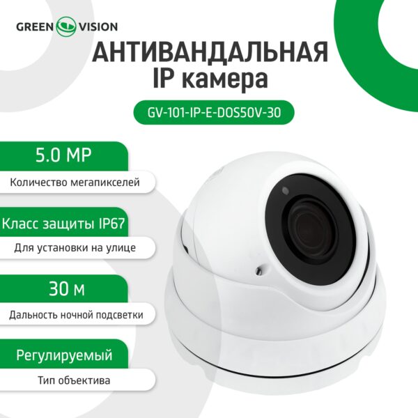 Антивандальная IP камера GV-101-IP-E-DOS50V-30 POE 5MP