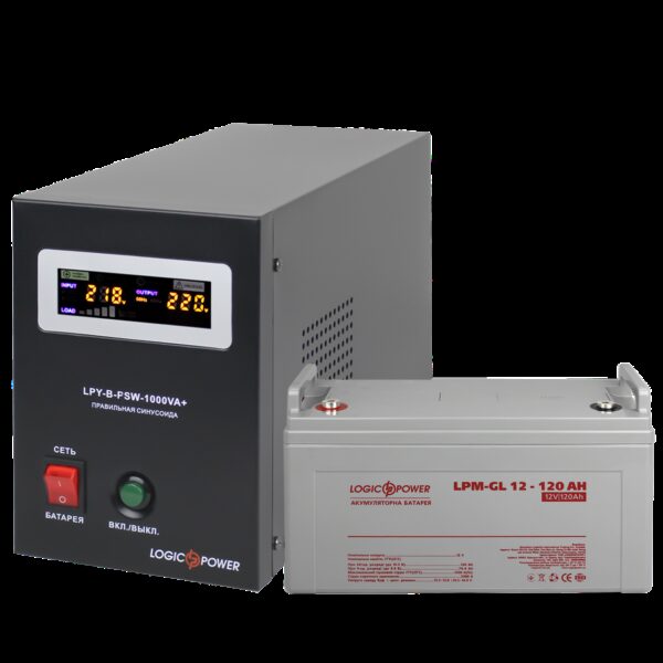 Комплект резервного питания для котла и теплого пола LP (LogicPower) ИБП + гелевая батарея (UPS B1000VA + АКБ