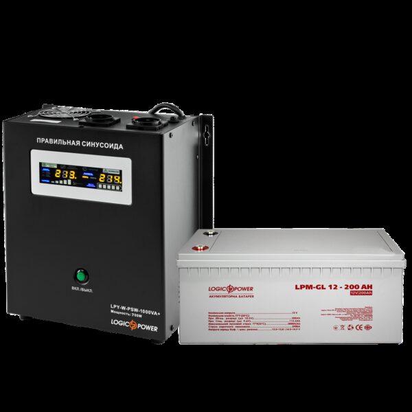 Комплект резервного питания для котла и теплого пола LP (LogicPower) ИБП + гелевая батарея (UPS W1000VA + АКБ
