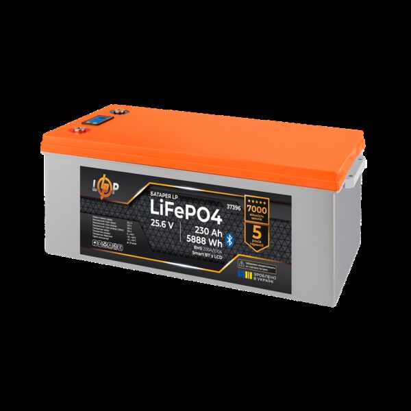 Аккумулятор LP LiFePO4 - 25,6V - 230 Ah (5888Wh) (BMS 200A/100А) пластик LCD Smart BT