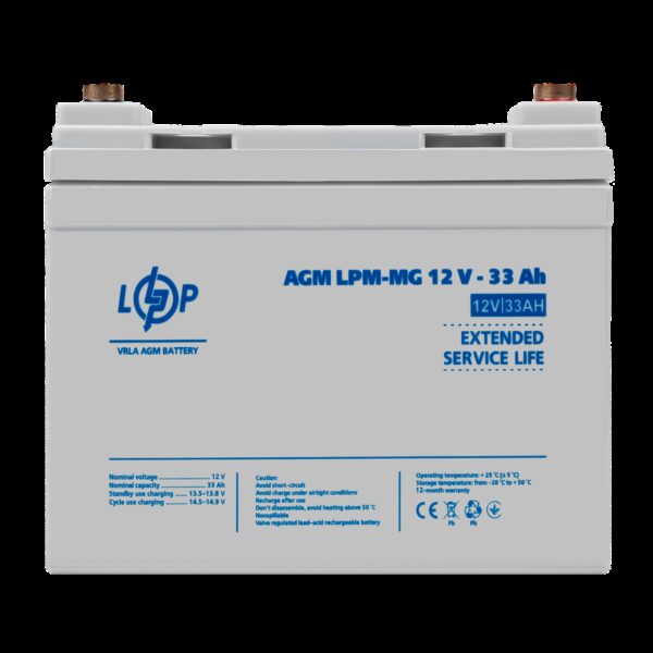 Аккумулятор мультигелевый LPM-MG 12V - 33 Ah + справа