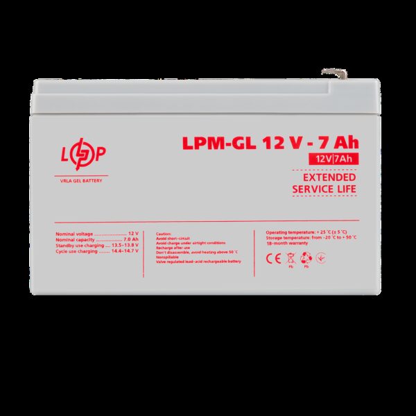 Аккумулятор гелевый LPM-GL 12V - 7 Ah