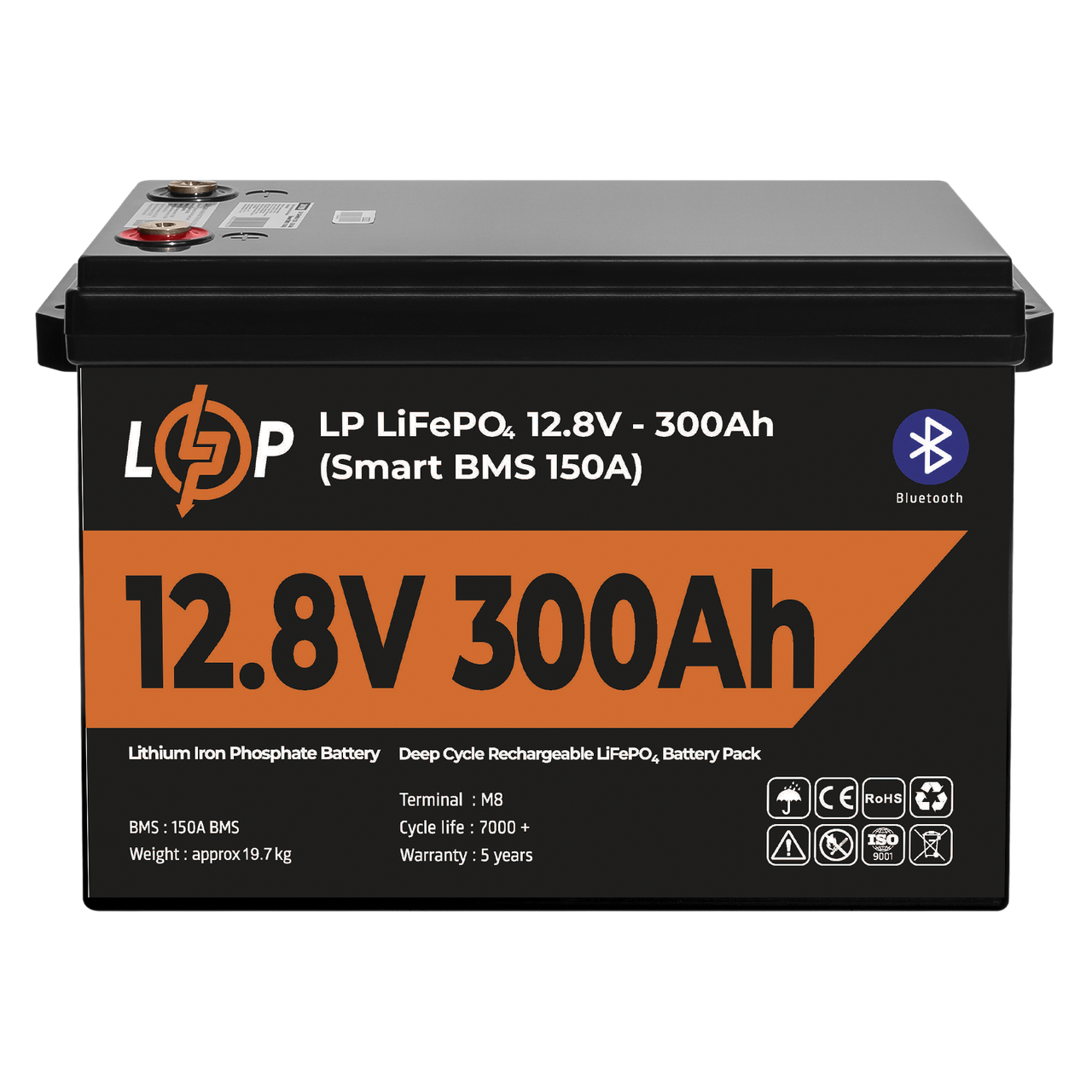 Аккумулятор LP LiFePO4 12,8V - 300 Ah (3840Wh) (Smart BMS 200А) с BT пластик 1 Аккумулятор LP LiFePO4 12,8V - 300 Ah (3840Wh) (Smart BMS 200А) с BT пластик