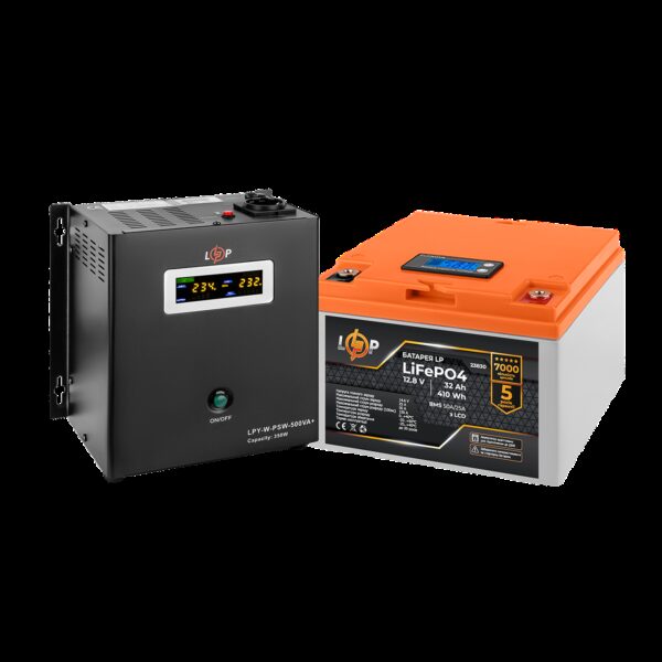 Комплект резервного питания LP (LogicPower) ИБП + литиевая (LiFePO4) батарея (UPS W500+ АКБ LiFePO4 410W)